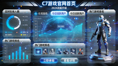 C7游戏官网首页改版升级，实时数据互动界面